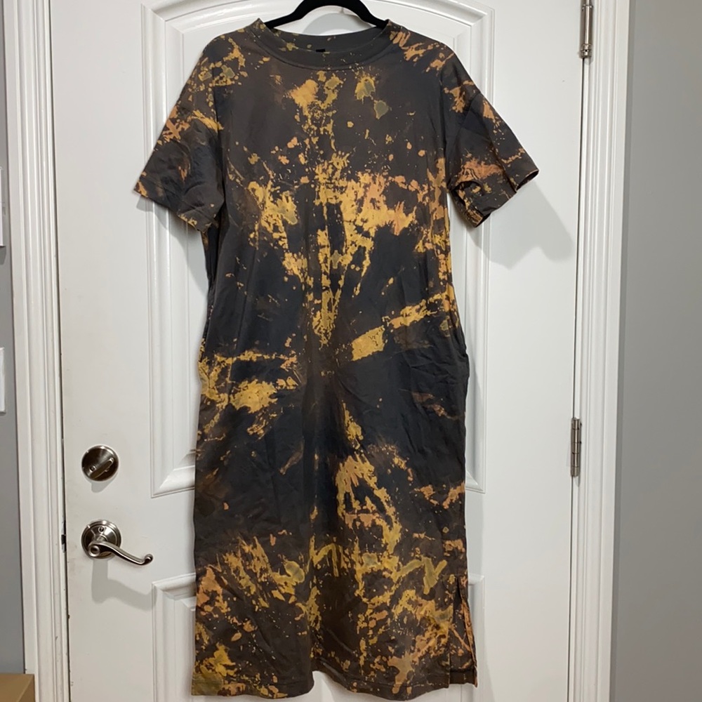 One of a kind custom SWO tie dyed T-Shirt Dress floating boho bohemian super big